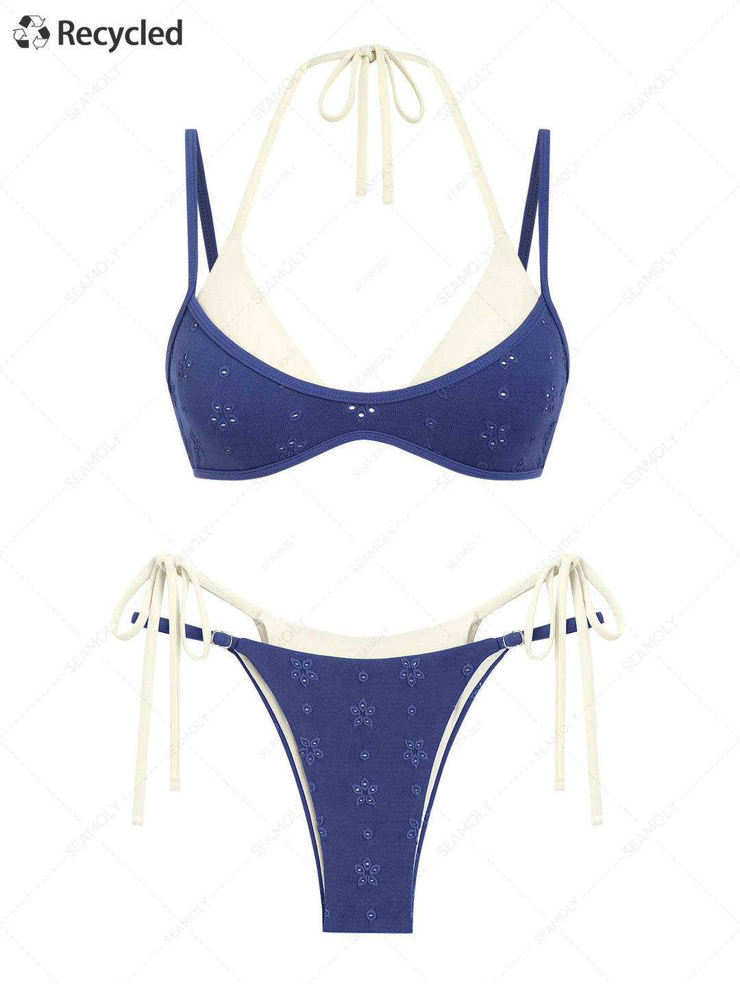 Seamolly Recycled Fabric Jacquard String Double Layer Bikini Set