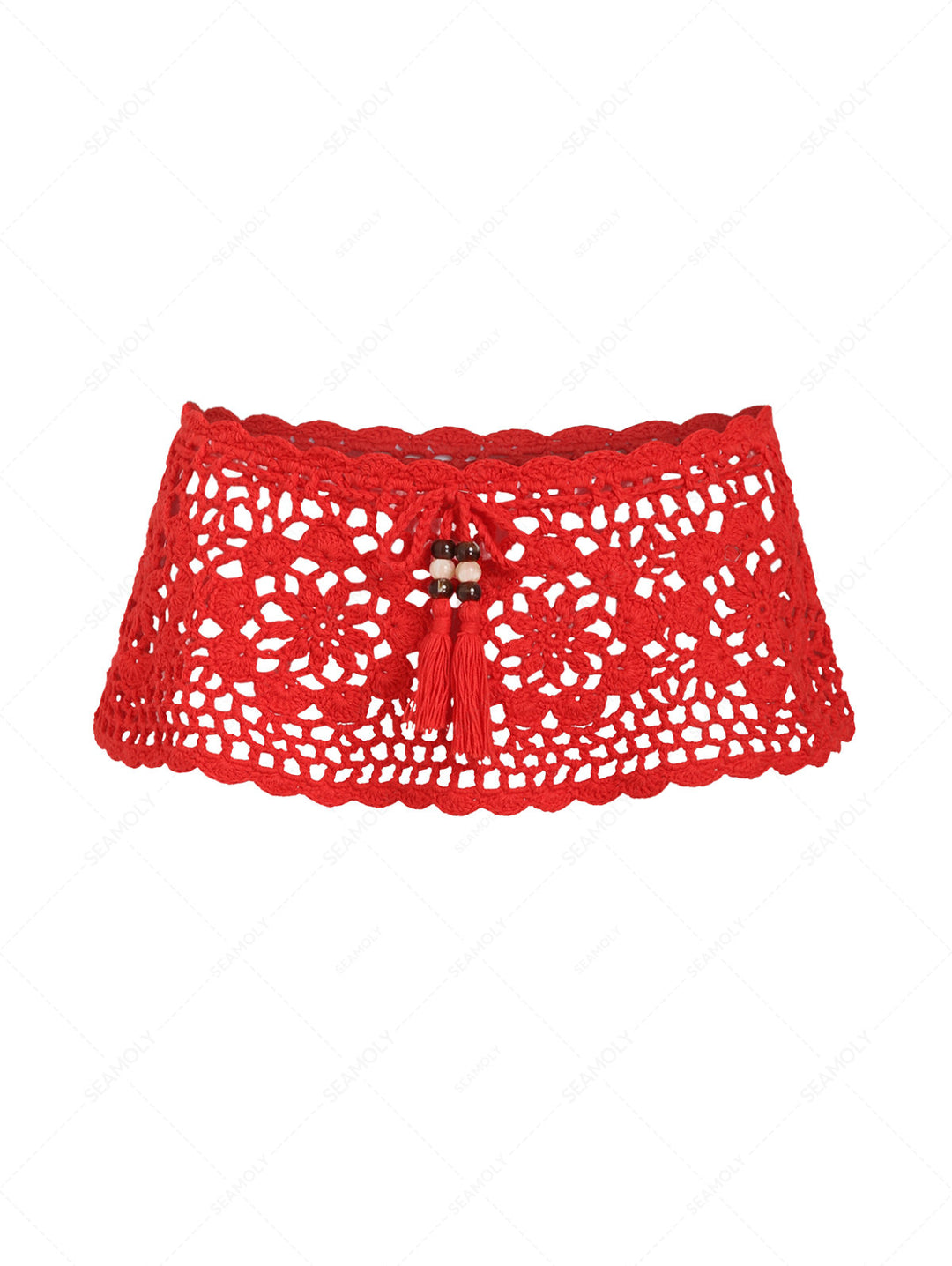 Seamolly 3 Piece Swimsuit - Recycled Fabric Jacquard Double Layer Bikini Set & Crochet Skirt Cover Up