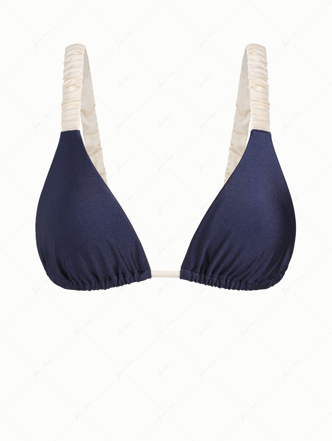 Navy Blue Contrast Color Triangle Bikini Top