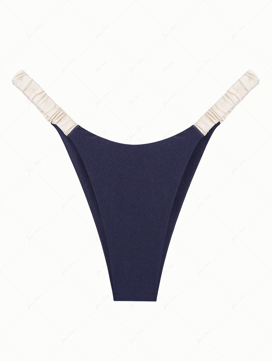 Navy Blue Contrast Color Cheeky Bikini Bottom