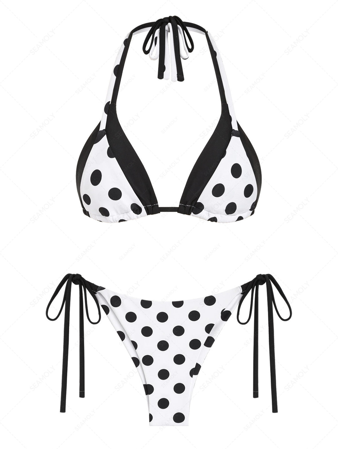 Seamolly Polka Dot Double Layer Top & Cheeky Brazilian Bottom Bikini Set