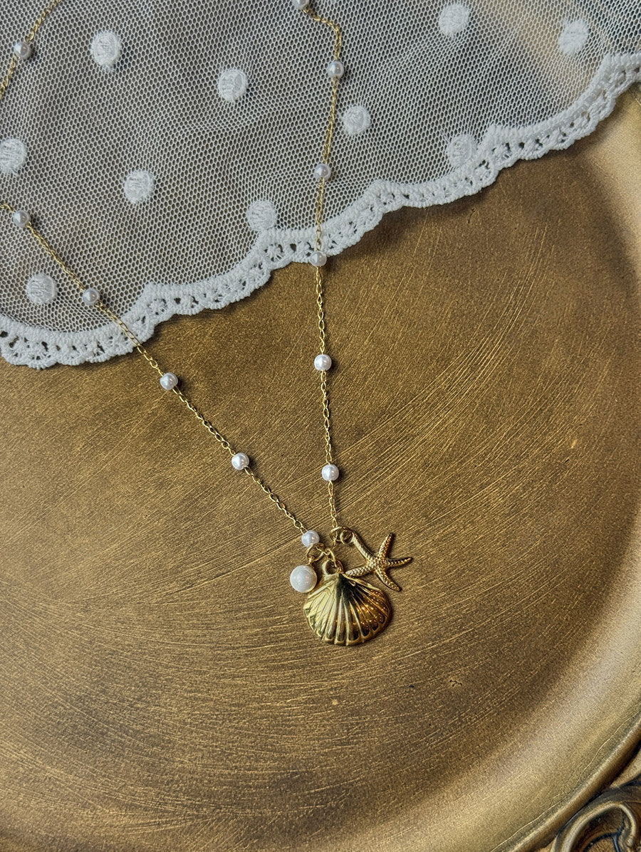 Stainless Steel Faux Pearls Pendant Jewelry