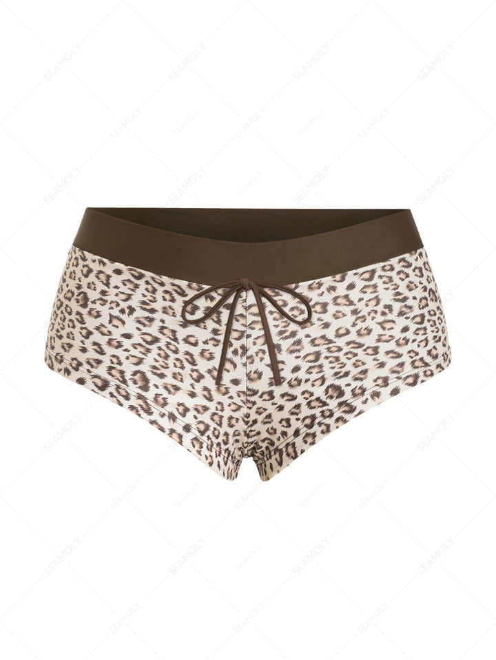 Seamolly Leopard Print Bikini Bottom Cheeky Swim Boyshorts