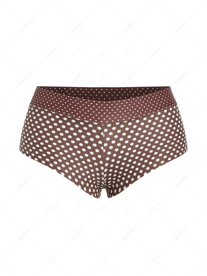 Seamolly Colorblock Polka Dot Print Bikini Bottom Cheeky Swim Boyshorts