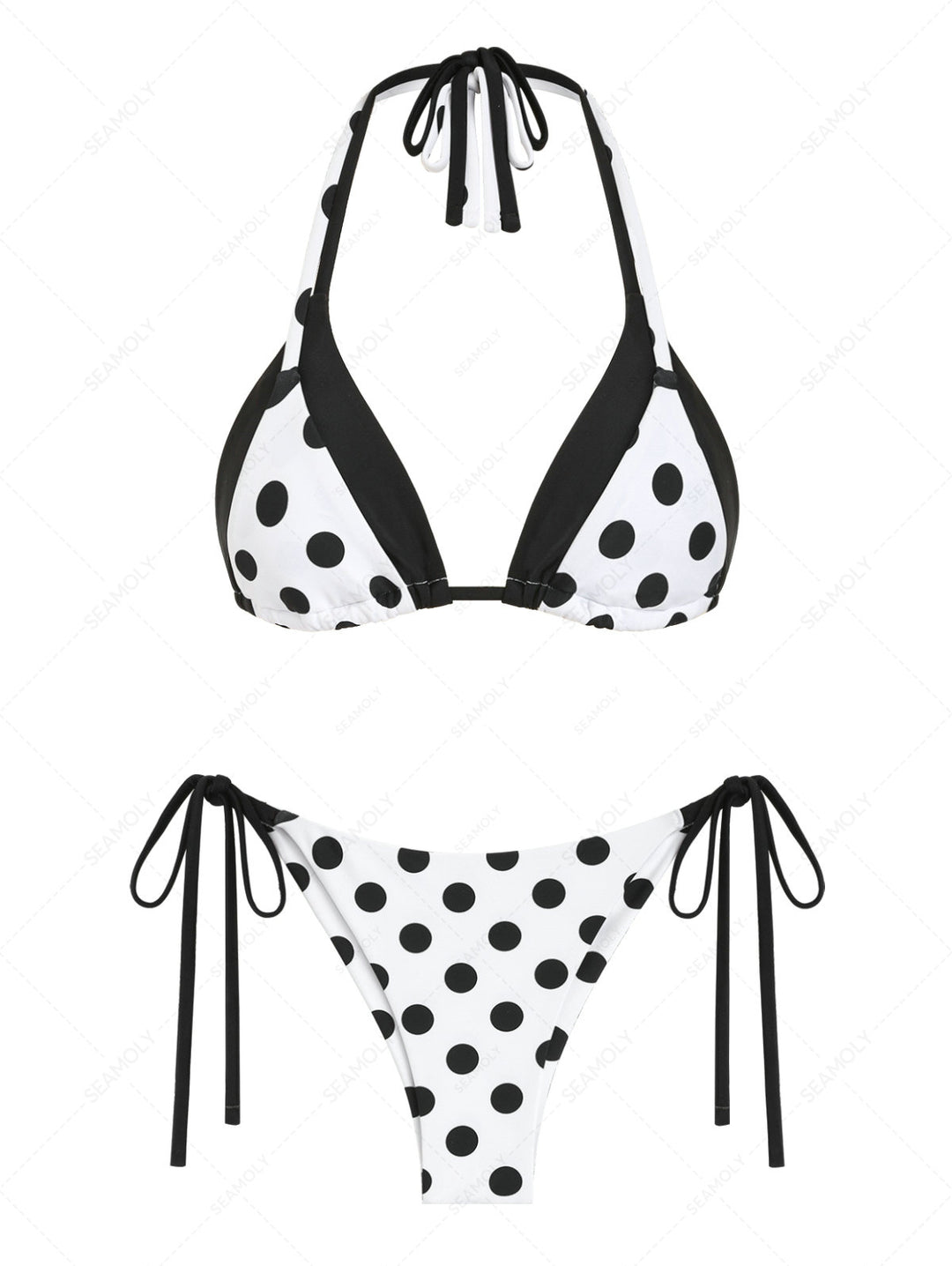 Seamolly Polka Dot Double Layer Top & Cheeky Brazilian Bottom Bikini Set