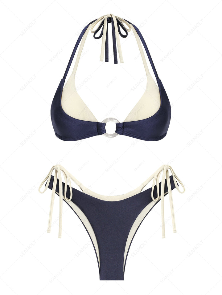 Seamolly Colorblock Two Tone O Ring Double Layer Bikini Set