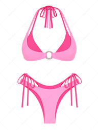 Seamolly Colorblock Two Tone O Ring Double Layer Bikini Set