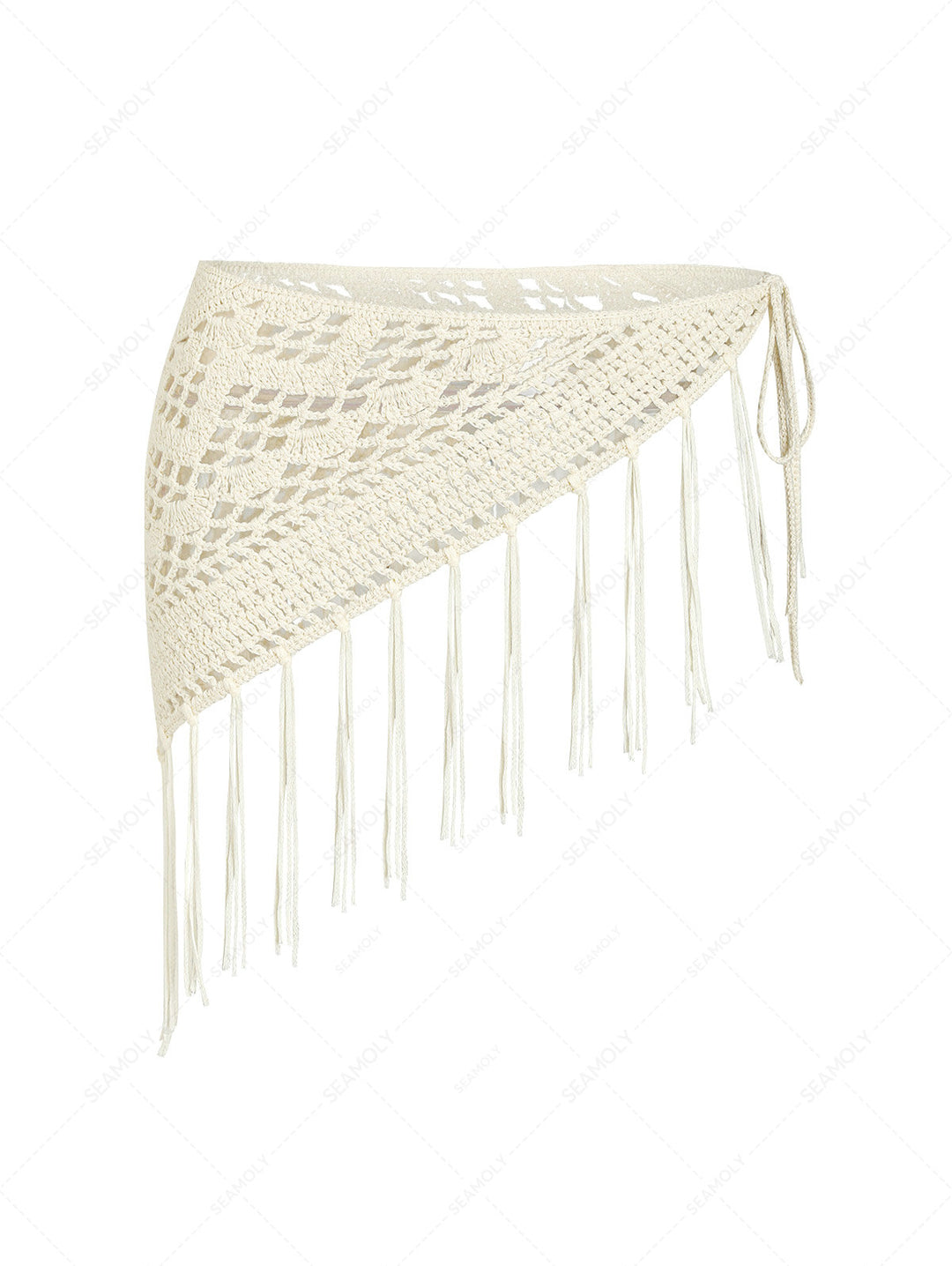 Hollow Out Crochet Fringed Triangle Cover Up Sarong