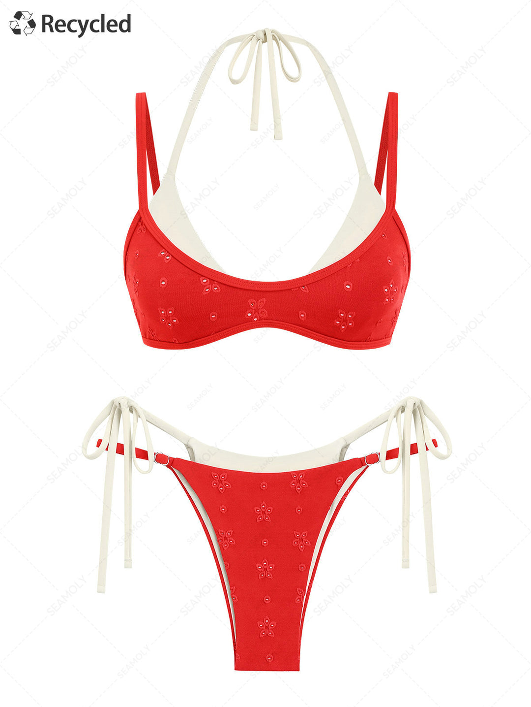 Seamolly Recycled Fabric Jacquard String Double Layer Bikini Set