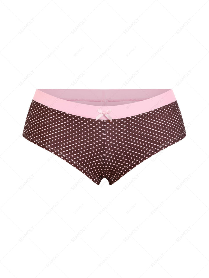 Seamolly Polka Dot Bowknot Bikini Bottom Cheeky Swim Boyshorts