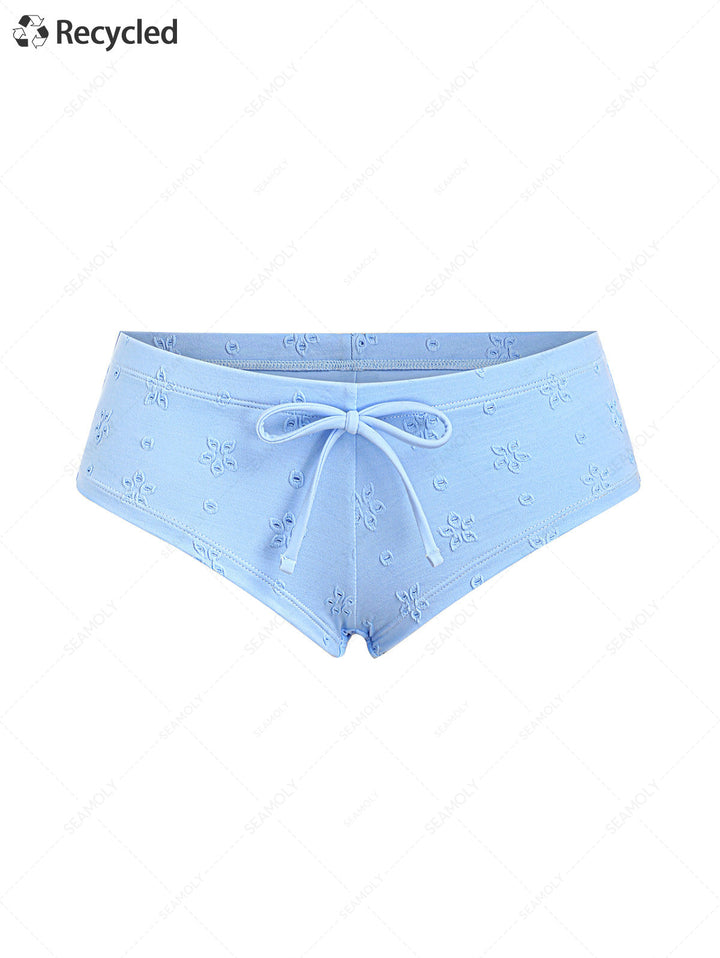 Seamolly Recycled Fabric Jacquard Bowknot Bikini Bottom Cheeky Swim Boyshorts