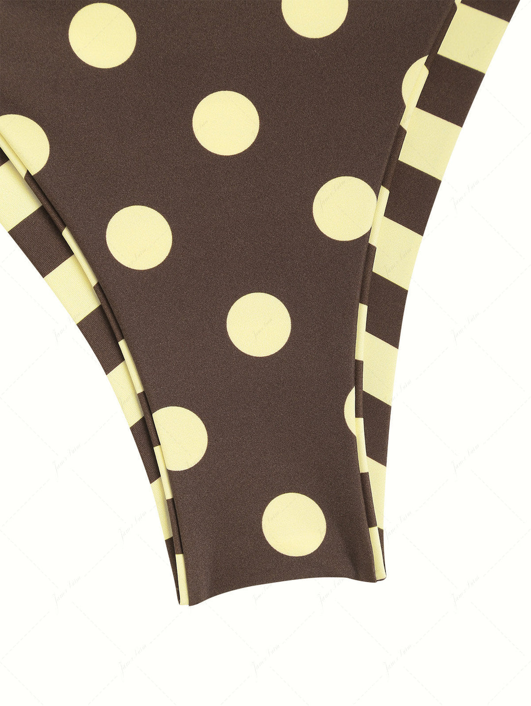 Coffee Striped Polka Dot Halter Triangle Top & Cheeky Brazilian Bottom Reversible Bikini Set
