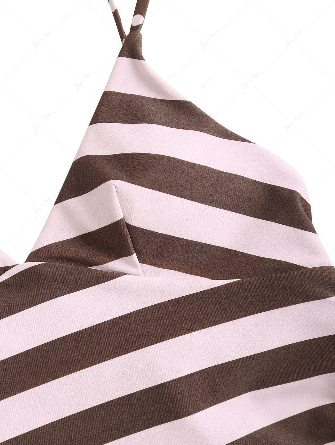 Pink Striped Polka Dot Crisscross Tie Top & Cheeky Brazilian Bottom Reversible Tankini Set