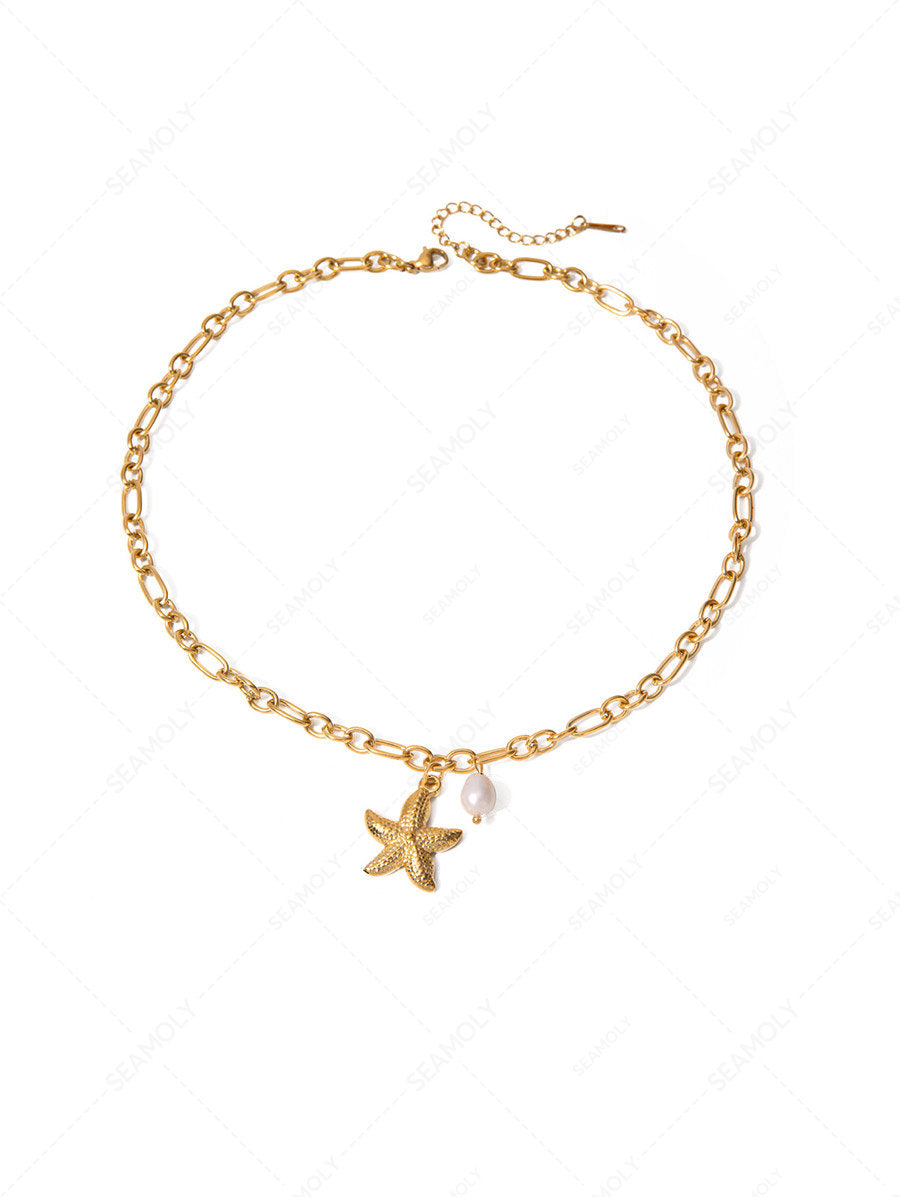 Stainless Steel Faux Pearls Pendant Jewelry