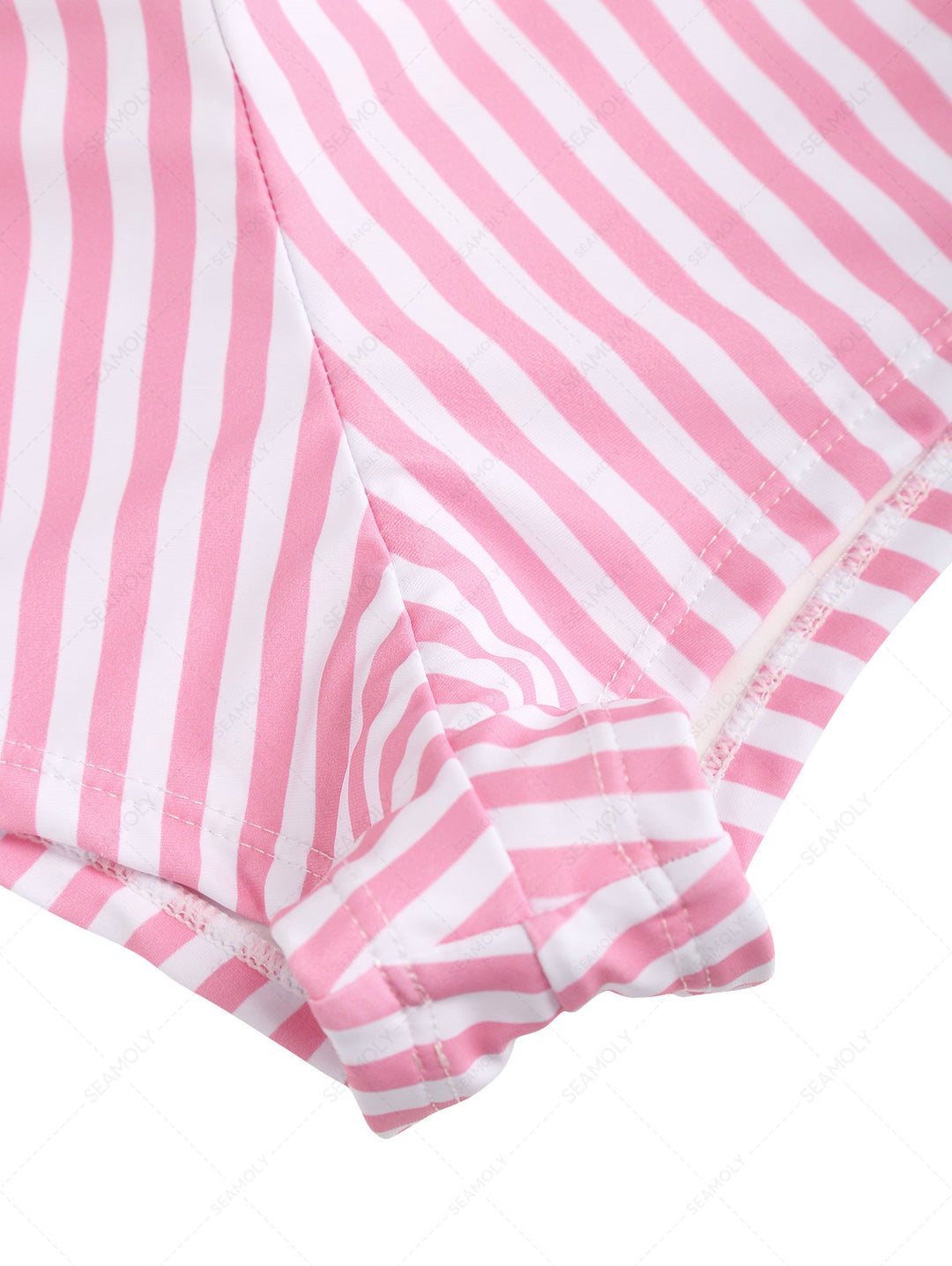 Seamolly Striped Bowknot Mid Rise Bikini Bottom Cheeky Swim Boyshorts