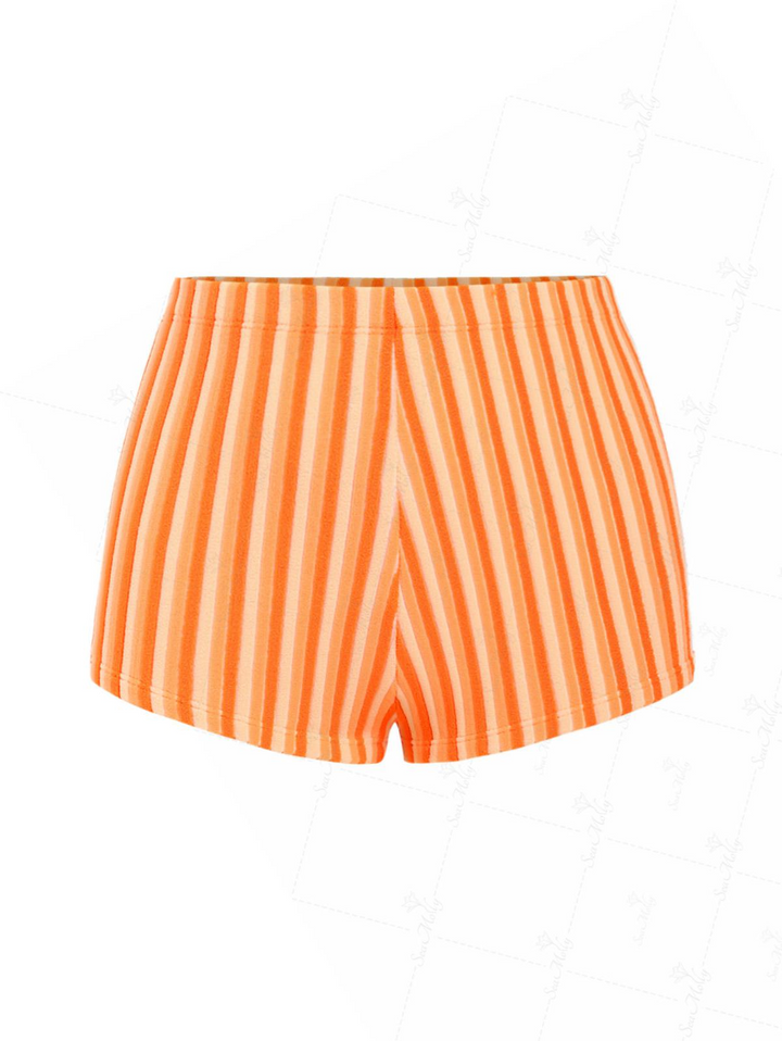 Seamolly Striped Colorblock High Waisted Beach Swim Bottom Boyshorts