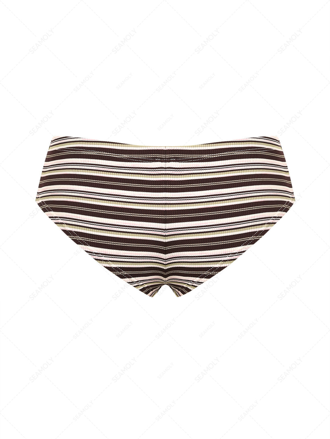 Seamolly 3 Piece Striped Halter Triangle Push Up Brazilian Cheeky Boyshort Bikini Set