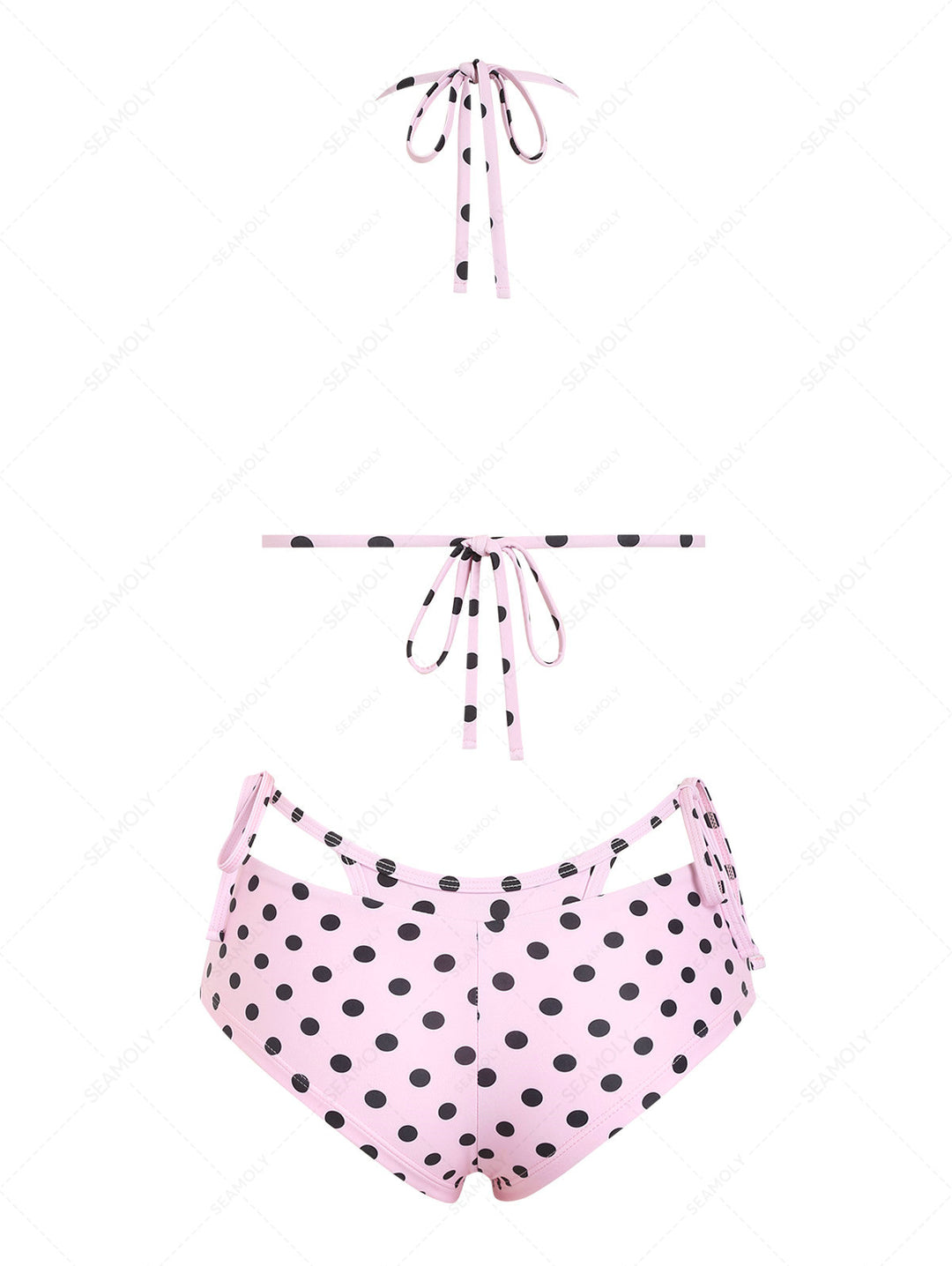 Seamolly Polka Dot Triangle Top & Double Layer Cheeky Boyshorts Bikini Set
