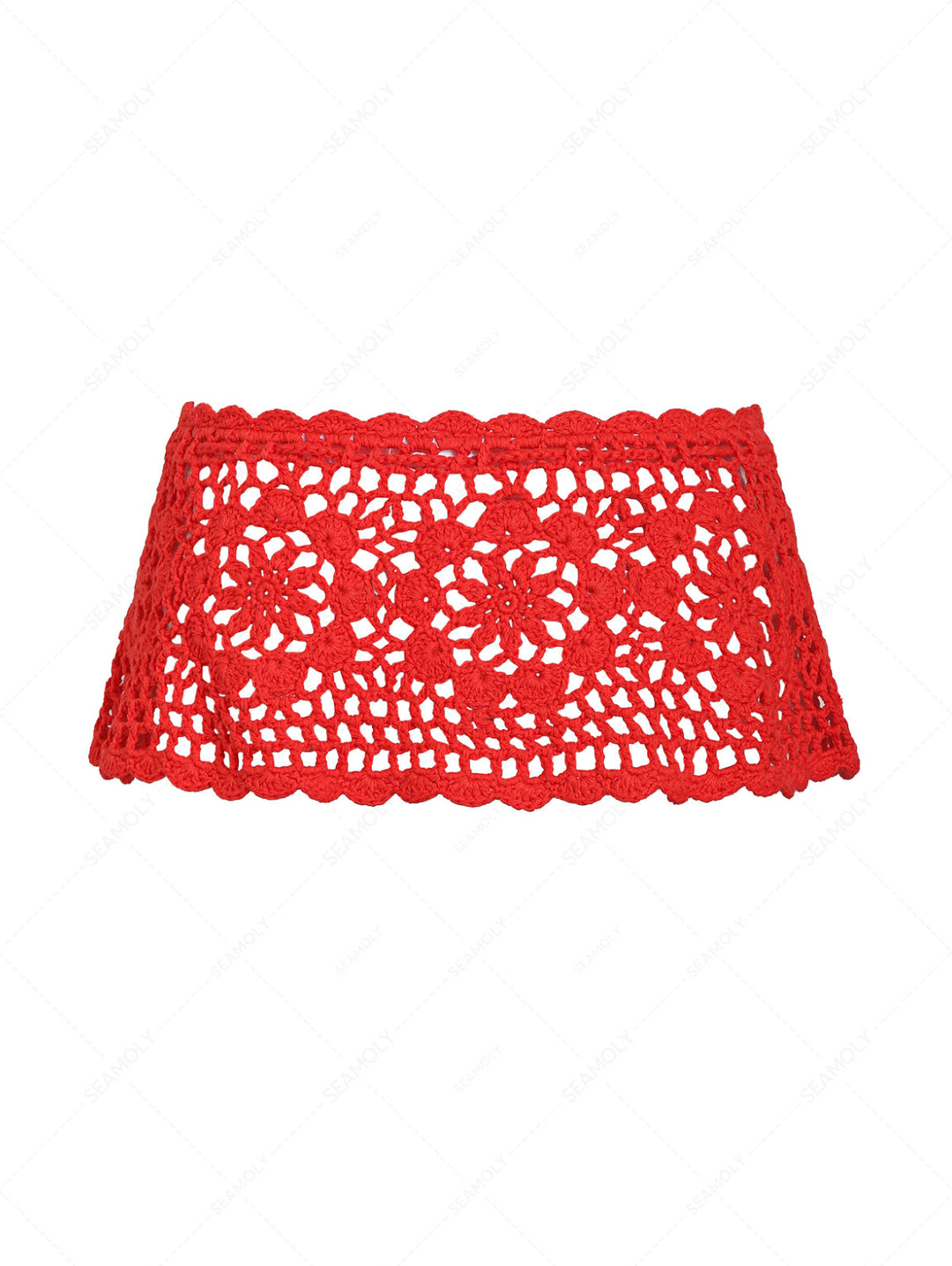Seamolly 3 Piece Swimsuit - Recycled Fabric Jacquard Double Layer Bikini Set & Crochet Skirt Cover Up