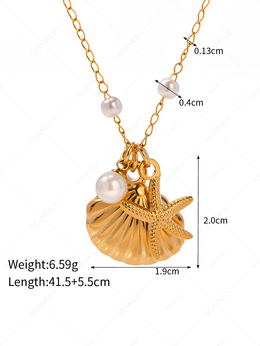 Stainless Steel Faux Pearls Pendant Jewelry