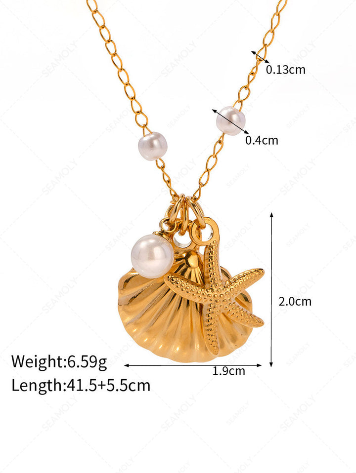Stainless Steel Faux Pearls Pendant Jewelry