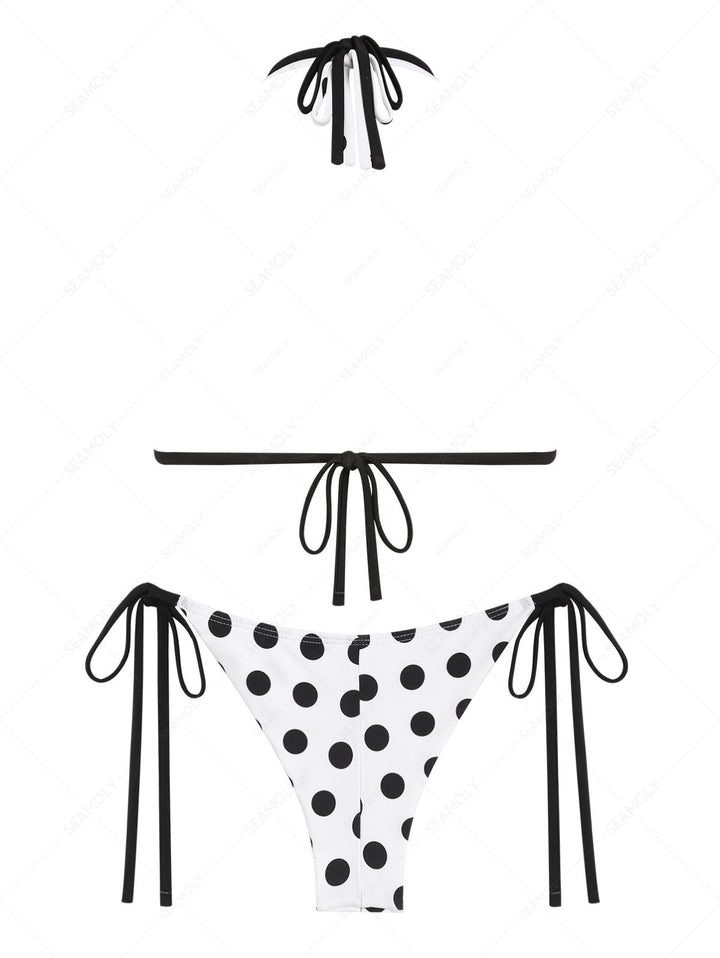 Seamolly Polka Dot Double Layer Top & Cheeky Brazilian Bottom Bikini Set