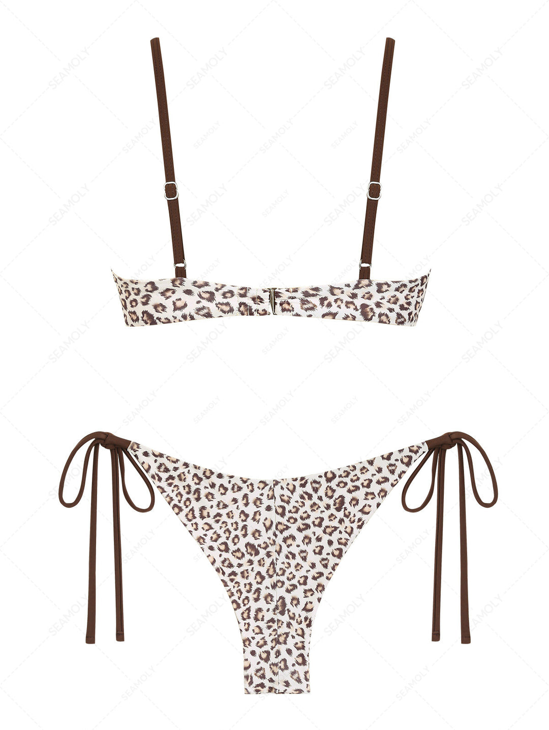 Seamolly 3 Piece Leopard Print Underwire Brazilian Cheeky Boyshort Bikini Set