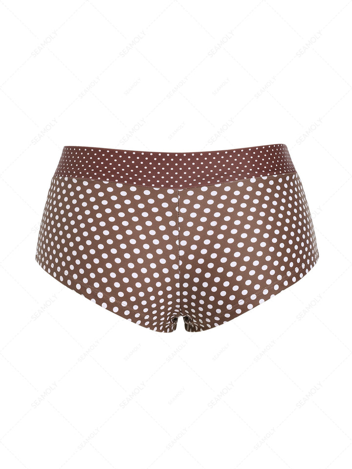 Seamolly Colorblock Polka Dot Print Bikini Bottom Cheeky Swim Boyshorts