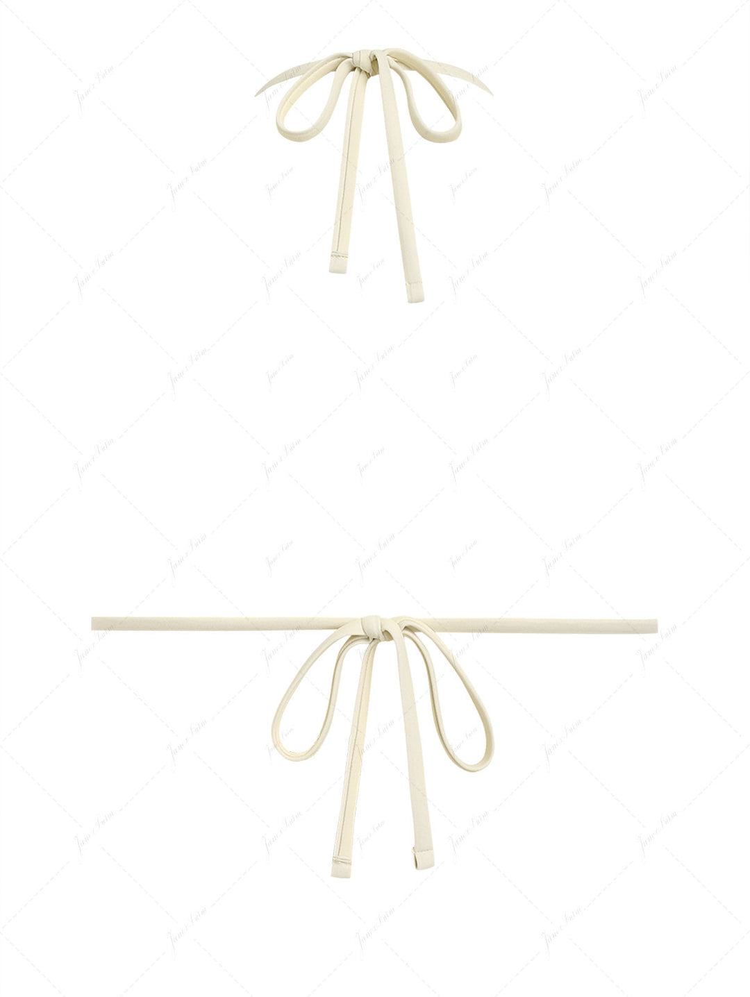 Deep Coffee Polka Dot Lace Bowknot Halter Triangle Bikini Top