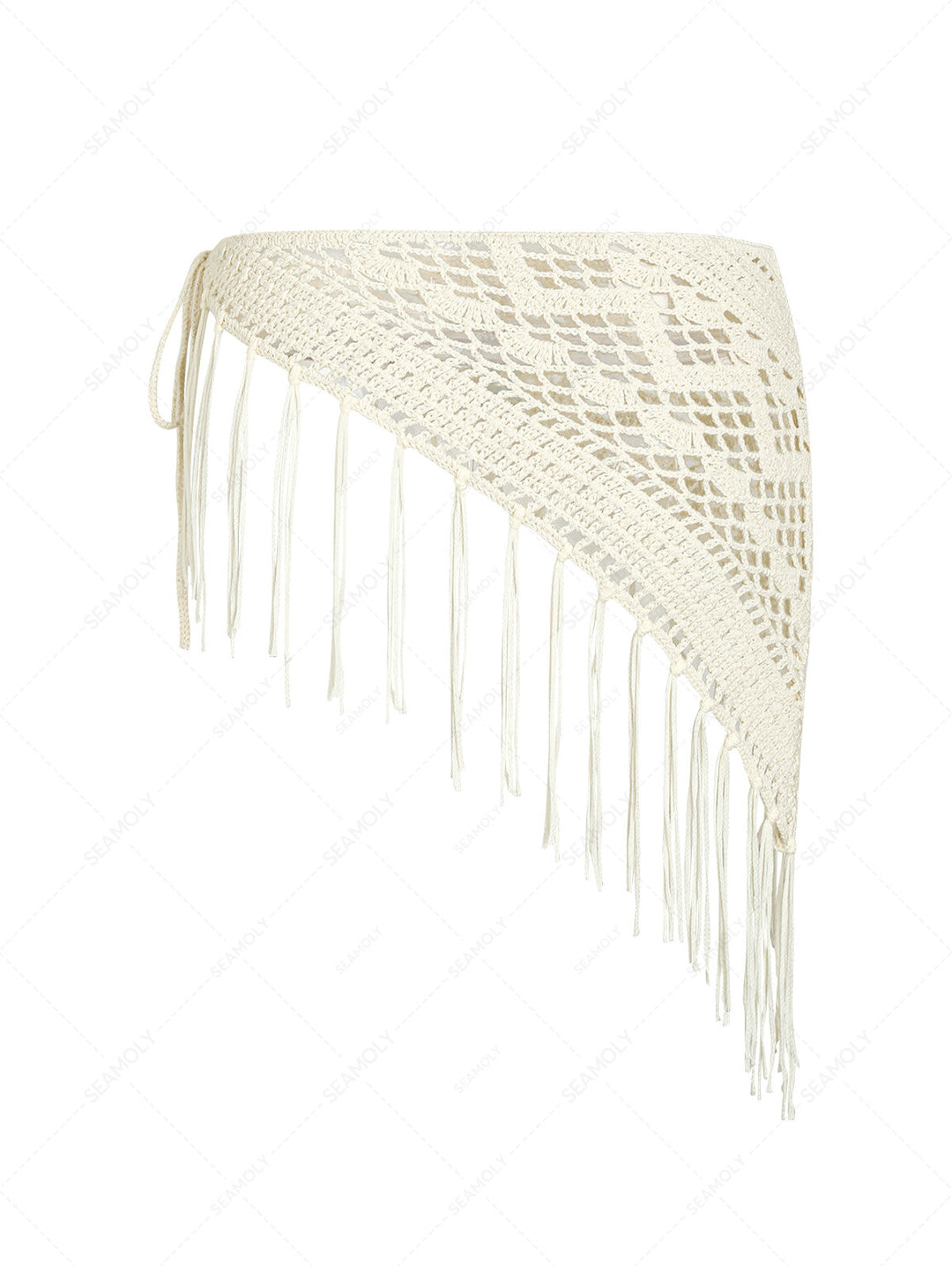 Hollow Out Crochet Fringed Triangle Cover Up Sarong