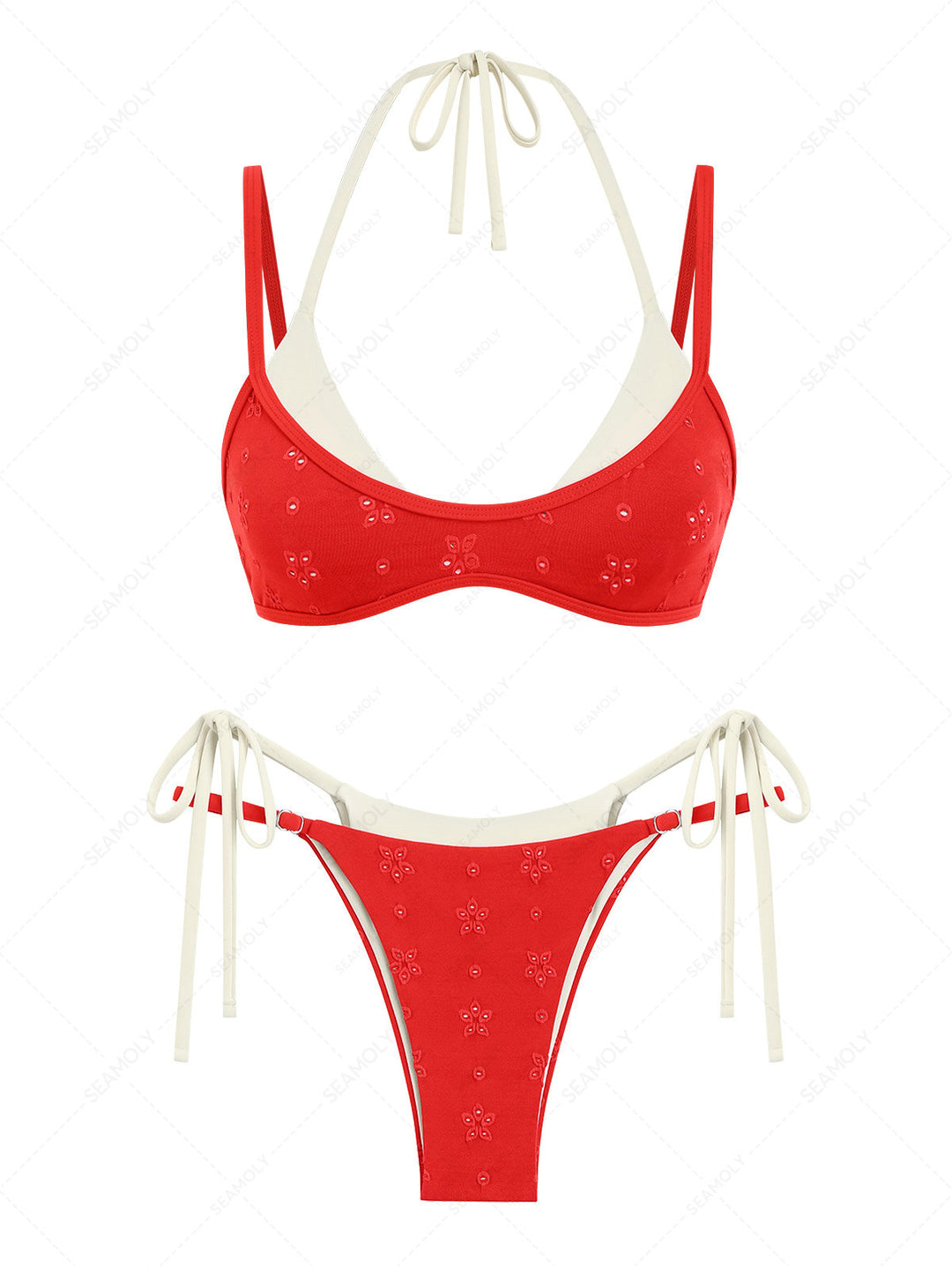 Seamolly Recycled Fabric Jacquard String Double Layer Bikini Set
