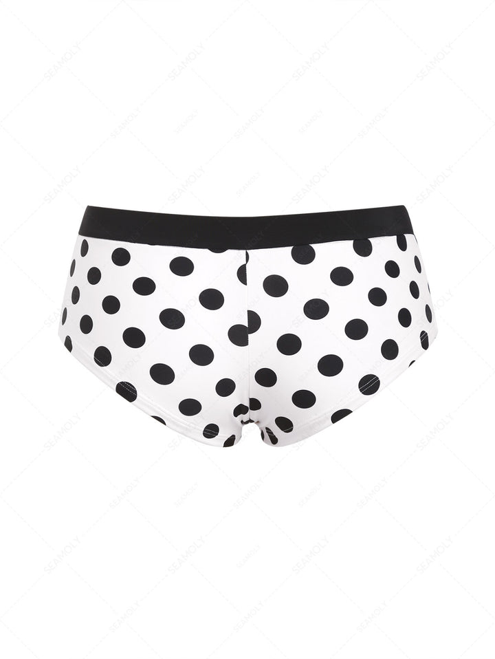 Seamolly Polka Dot Bowknot Bikini Bottom Cheeky Swim Boyshorts