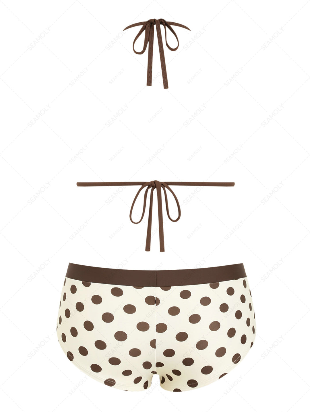 Seamolly Polka Dot Beading Contrast Binding Cheeky Boyshorts Bikini Set