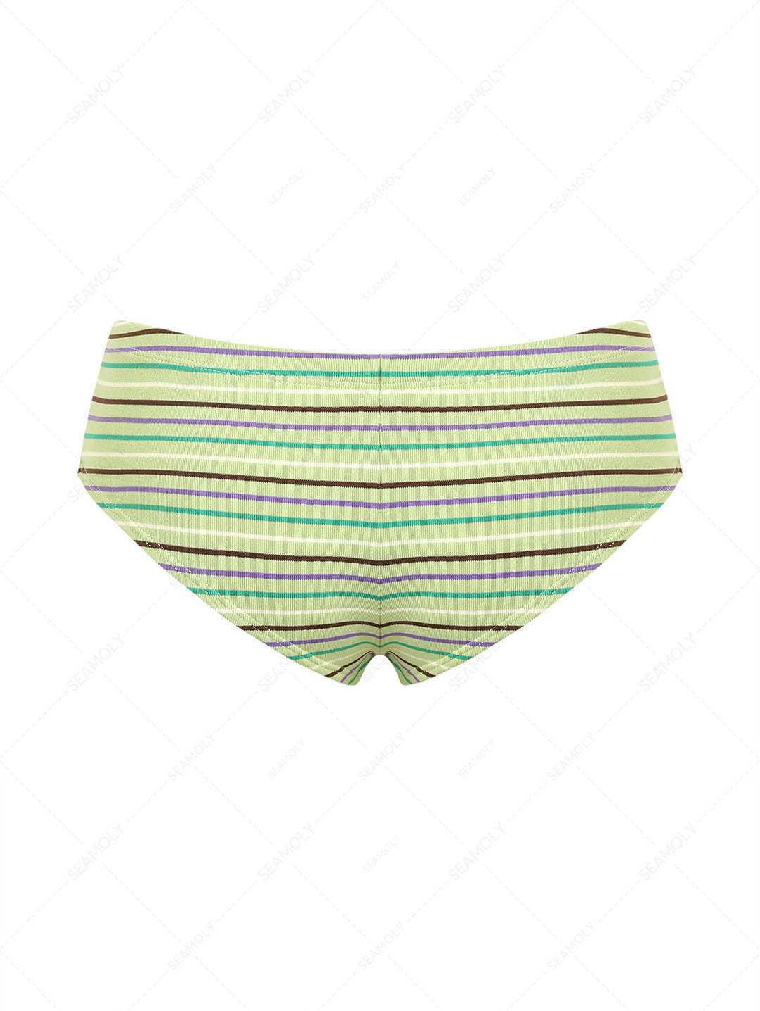 Seamolly 3 Piece Striped Triangle Push Up Brazilian Cheeky Boyshort Bikini Set