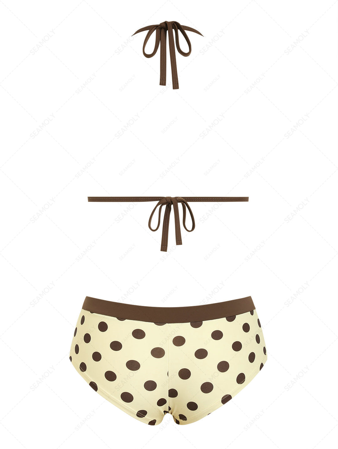 Seamolly Polka Dot Contrast Binding Triangle Cheeky Boyshorts Bikini Set