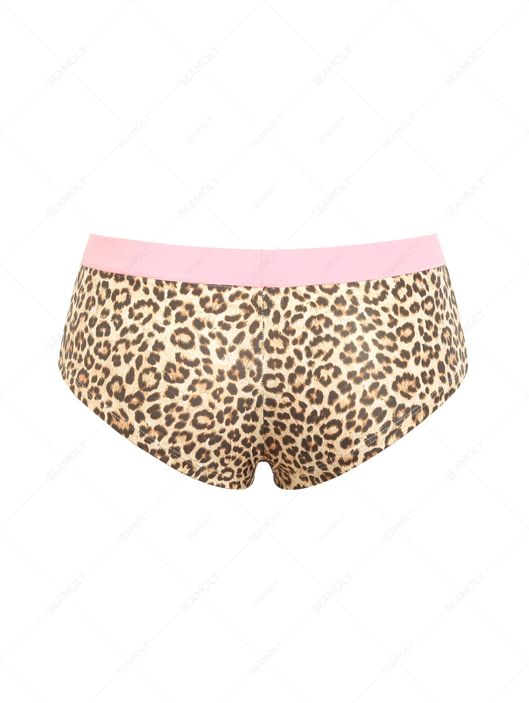 Seamolly Leopard Print Bowknot Bikini Bottom Cheeky Swim Boyshorts