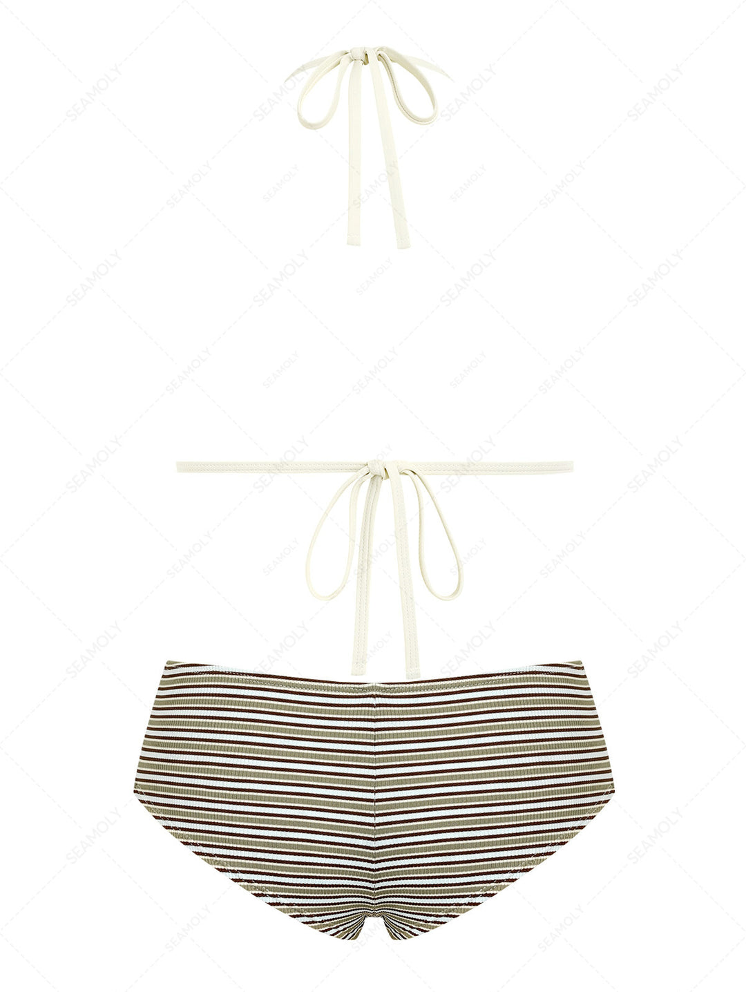 Seamolly Y2K Striped Triangle Push Up Top & Cheeky Boyshorts Bikini Set