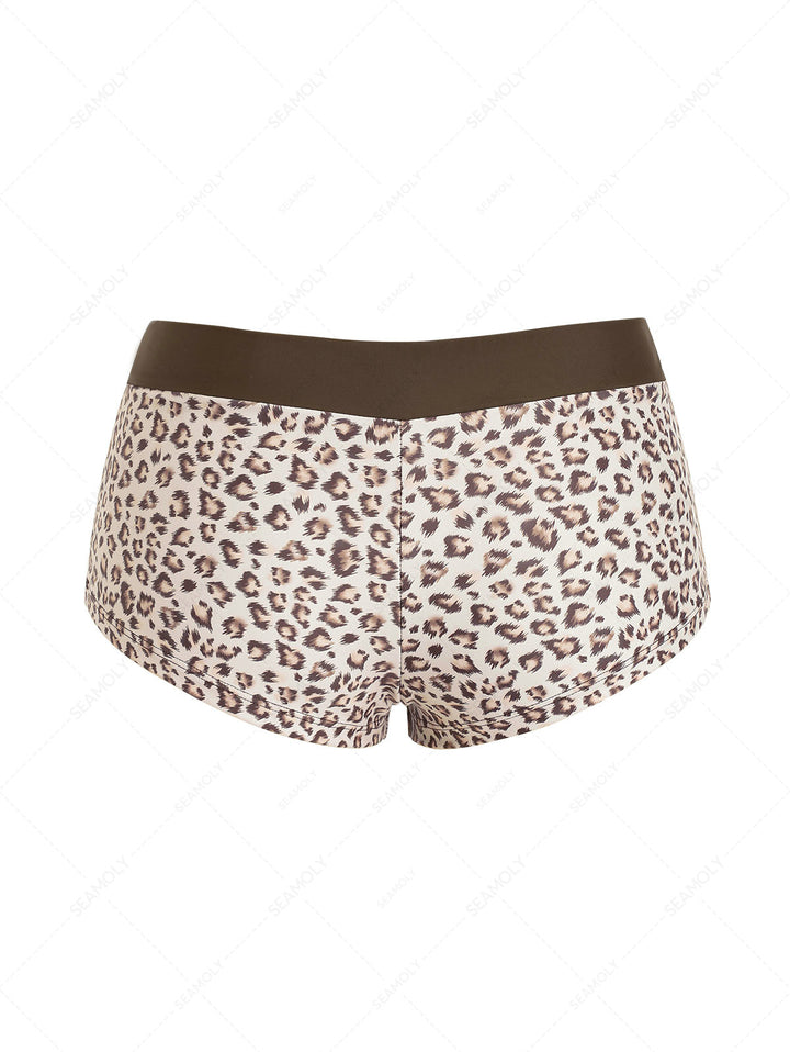 Seamolly Leopard Print Bikini Bottom Cheeky Swim Boyshorts