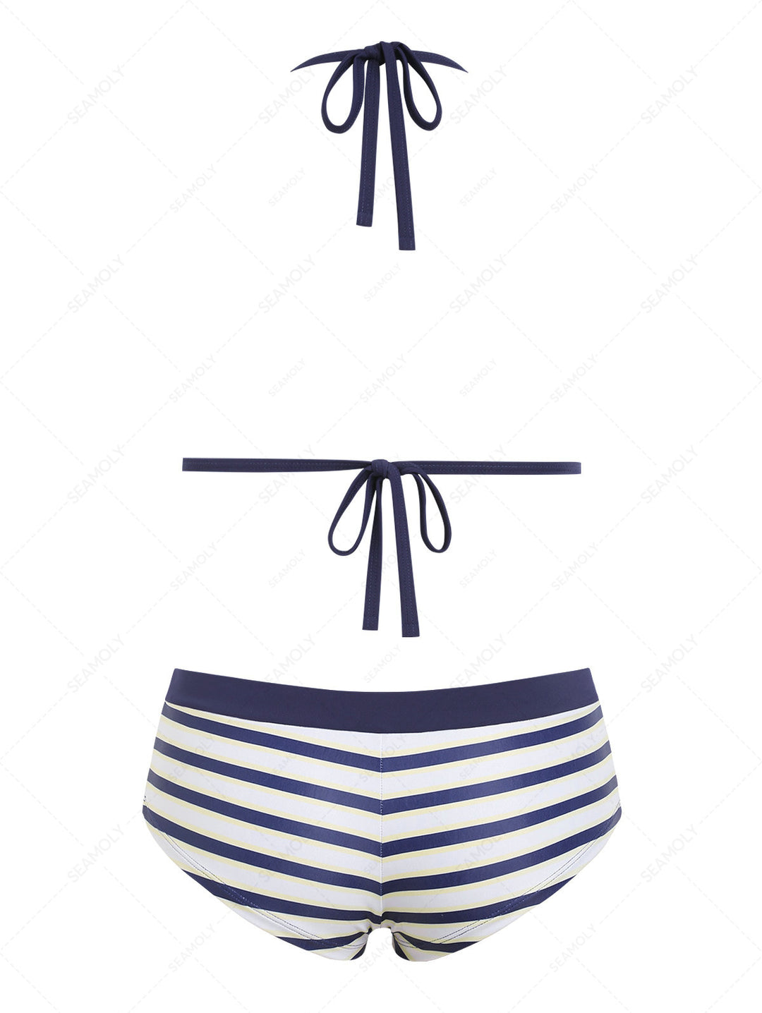Seamolly Striped Contrast Binding Cheeky Boyshorts Bikini Set