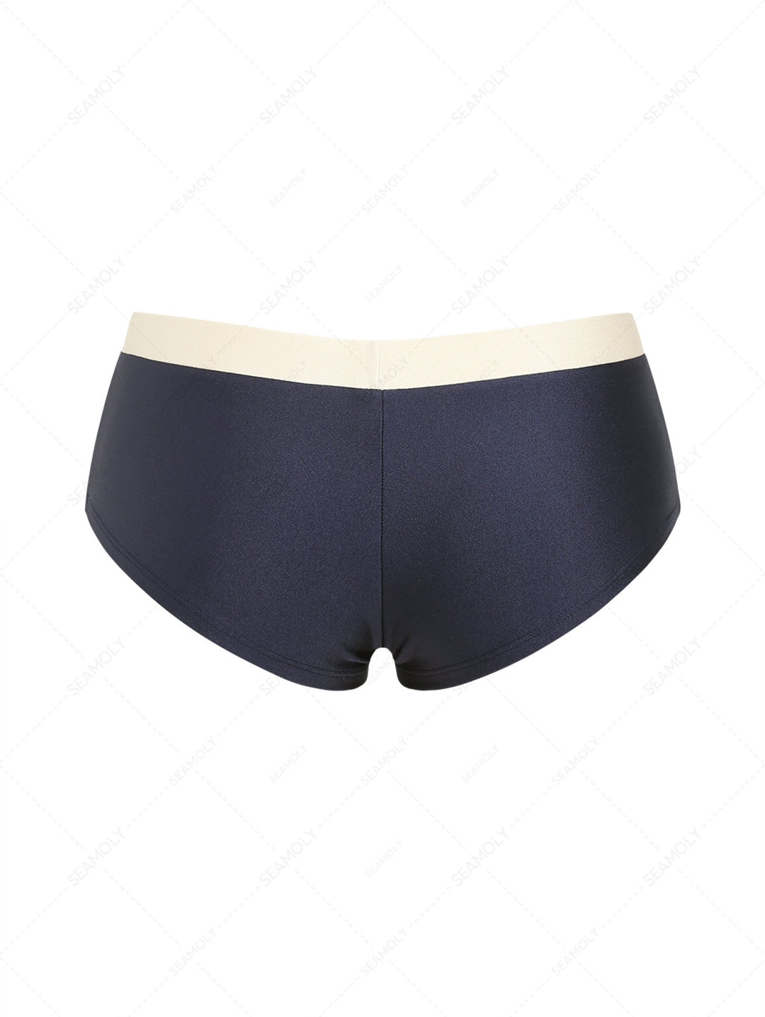Seamolly 3 Piece Two Tone Tie Side Double Layer Cheeky Boyshort Bikini Set