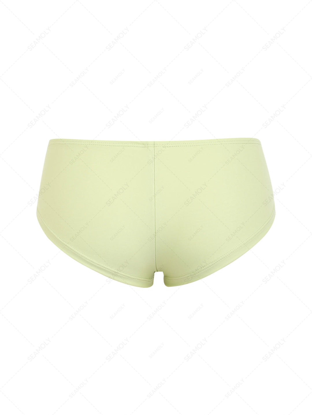Seamolly Solid Color Grommet Lace Up Bikini Bottom Cheeky Swim Boyshorts