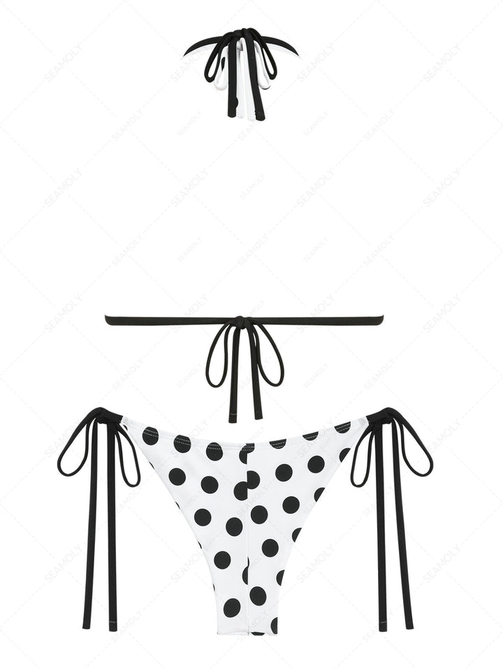 Seamolly Polka Dot Double Layer Top & Cheeky Brazilian Bottom Bikini Set