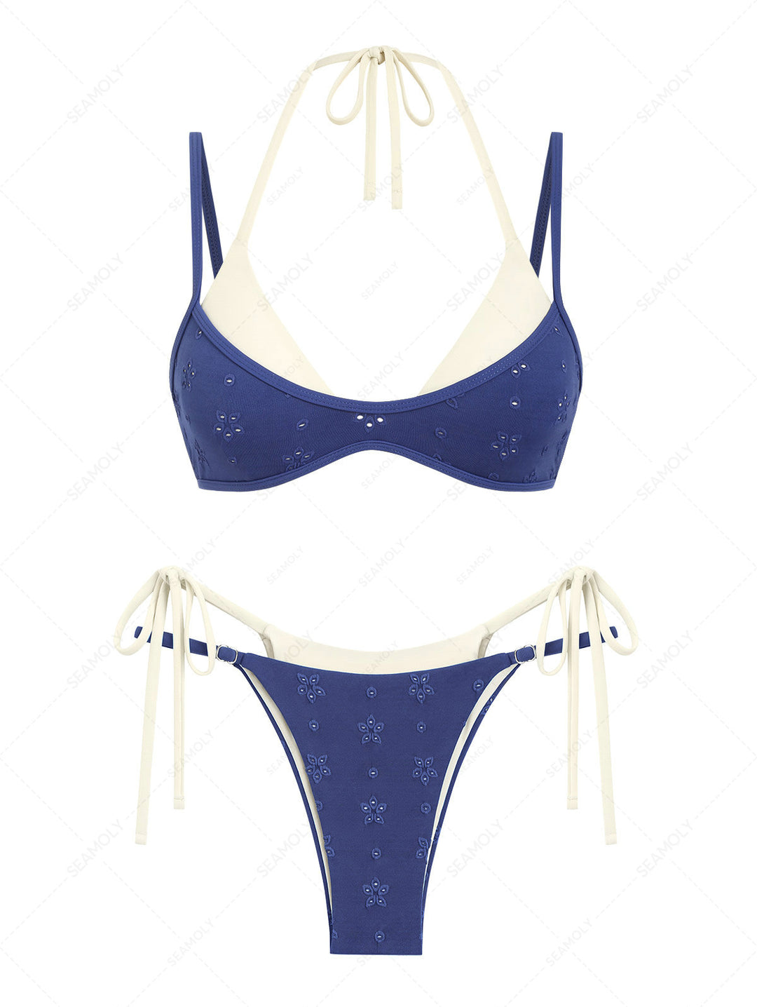 Seamolly Recycled Fabric Jacquard String Double Layer Bikini Set