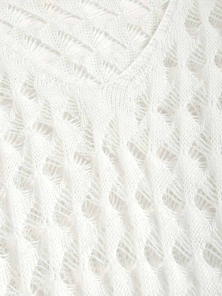 Crochet Knit Sheer Side Slit Beach Dress