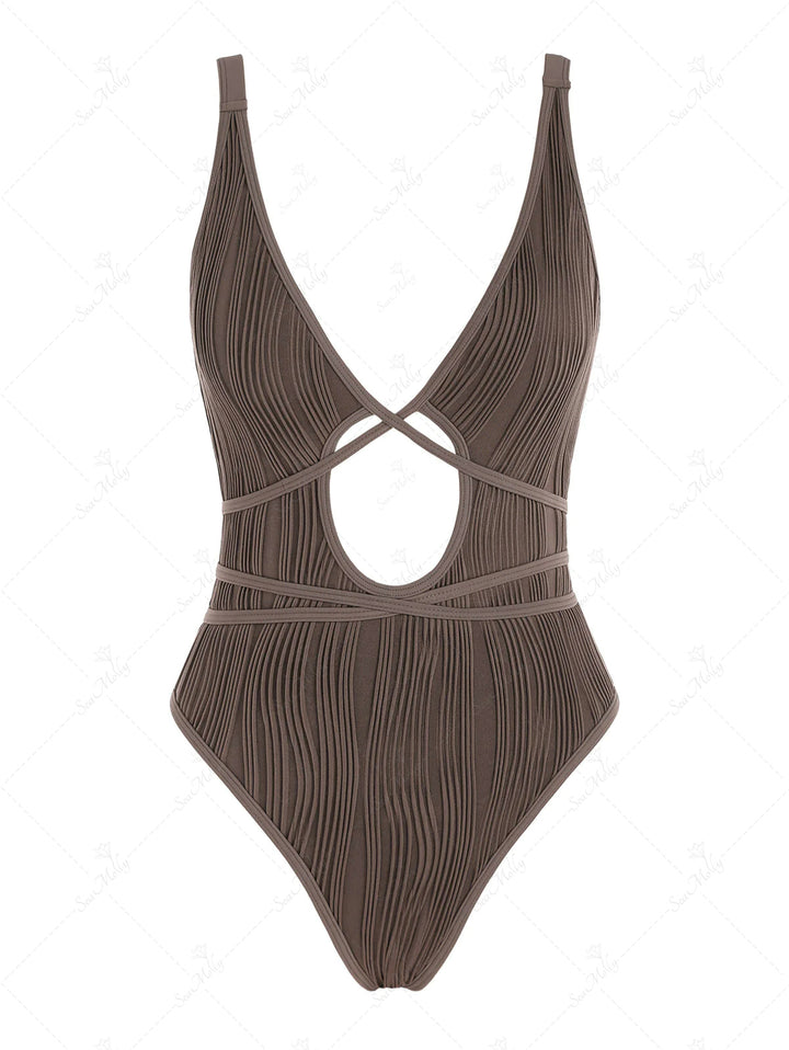 Seamolly Textured Criss Cross Tied One-piece Swimsuit