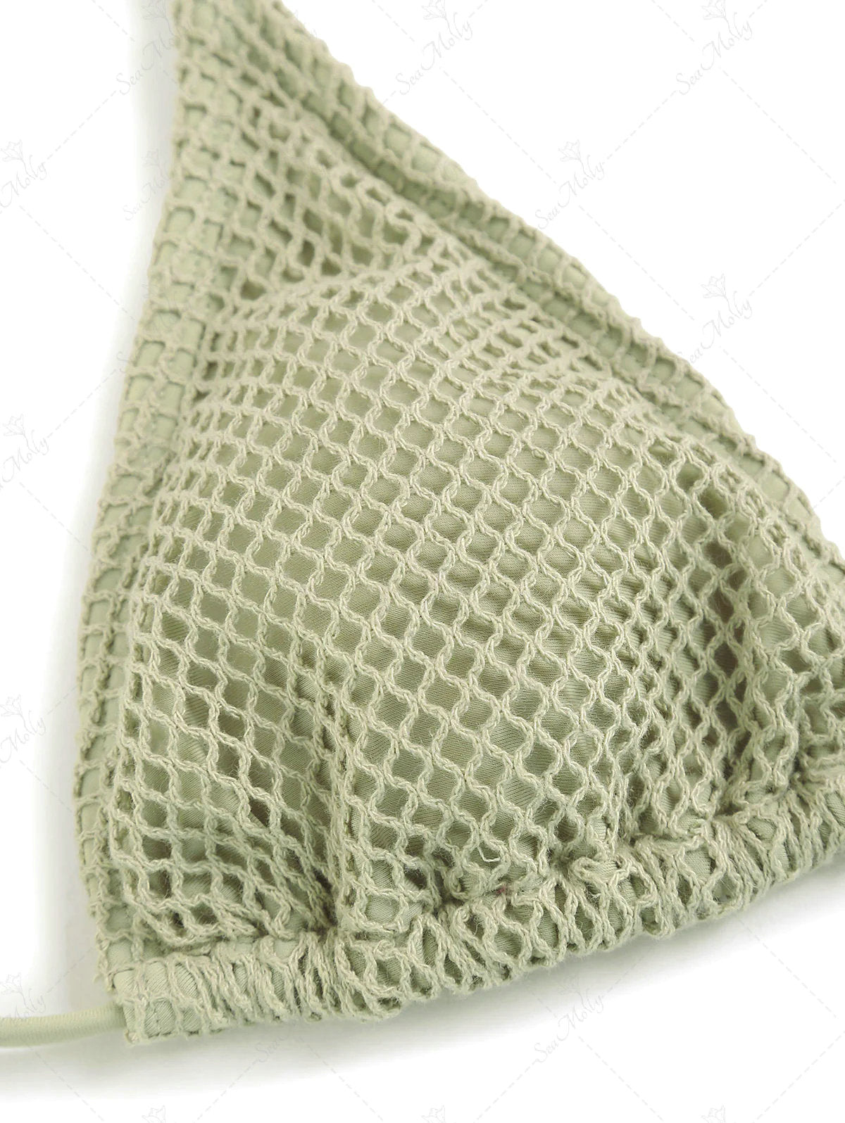 Seamolly Crochet Fishnet Mesh Tie Cami Shell Decor Tanga Bikini Set