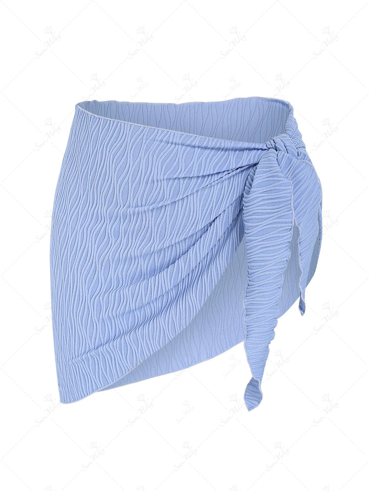 Wave Textured Tie Side Beach Mini Sarong Skirt