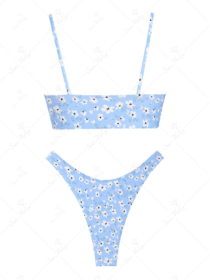 Seamolly Tiny Floral O-ring Bandeau Bikini Set
