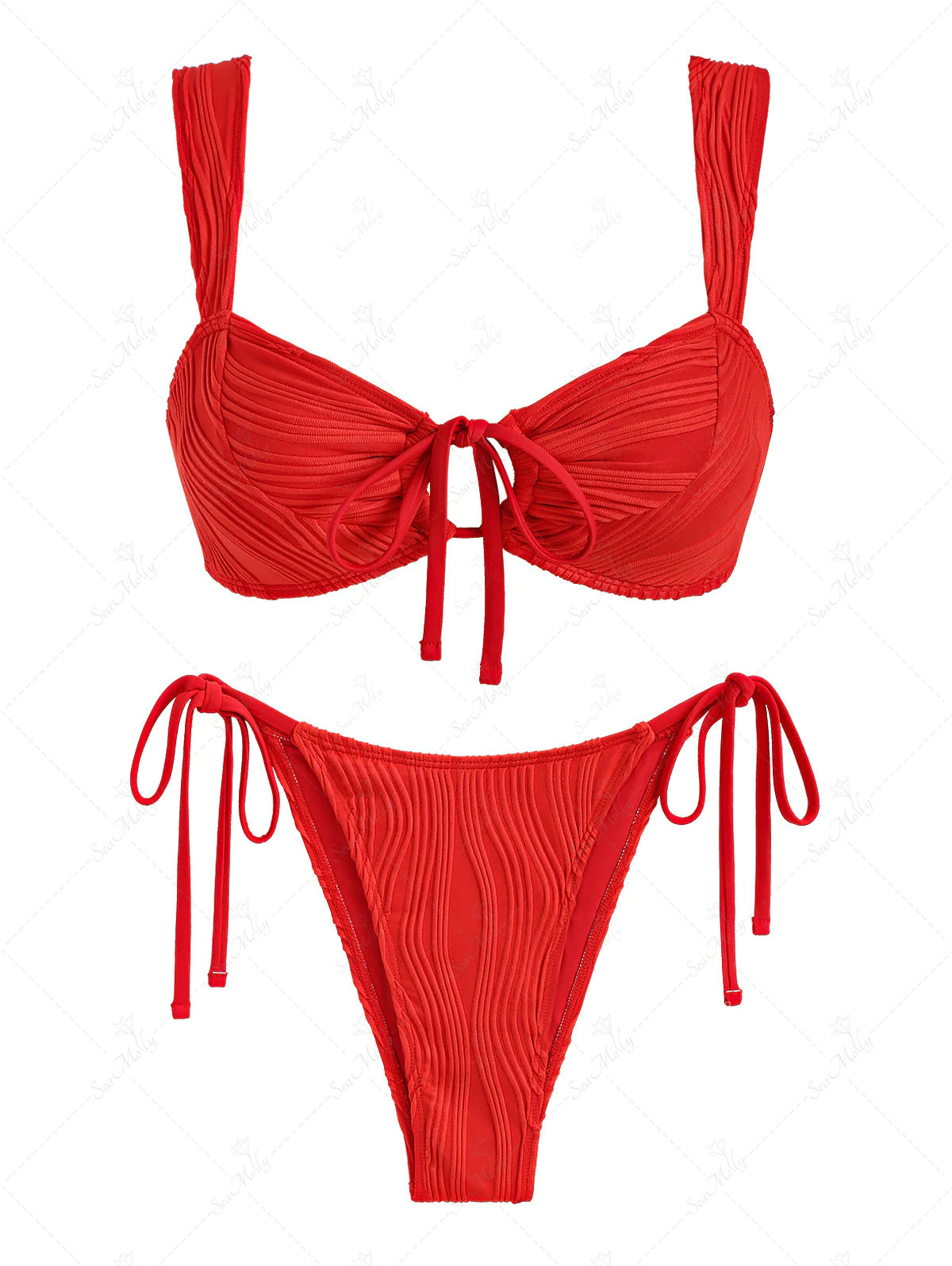 Seamolly Textured Tie Tanga Bikini Set