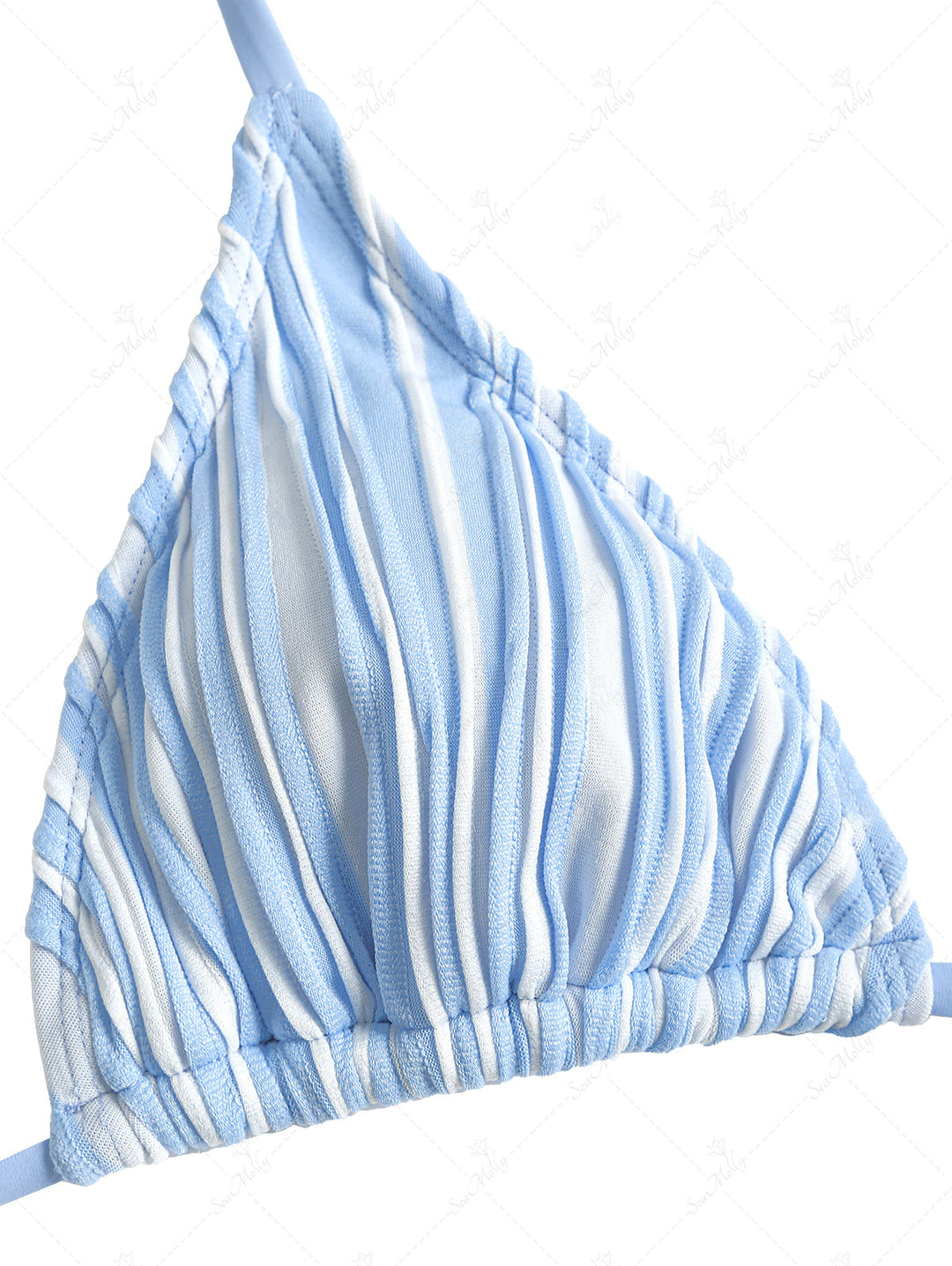 Seamolly Textured Stripes Two Tone Tie Side Triangle Bikini Set